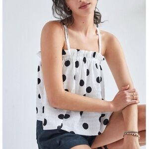Anthropologie Polka Dot Swing Top - White and Black
